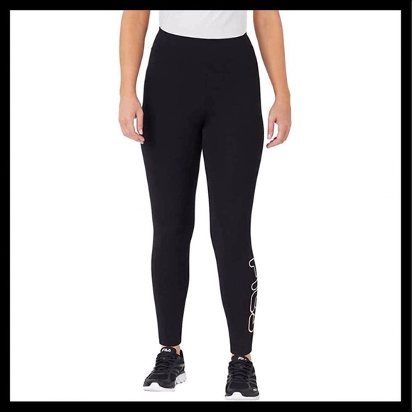 Fila Cotton Leggings High Waisted Fit Black - Picture 2 of 6